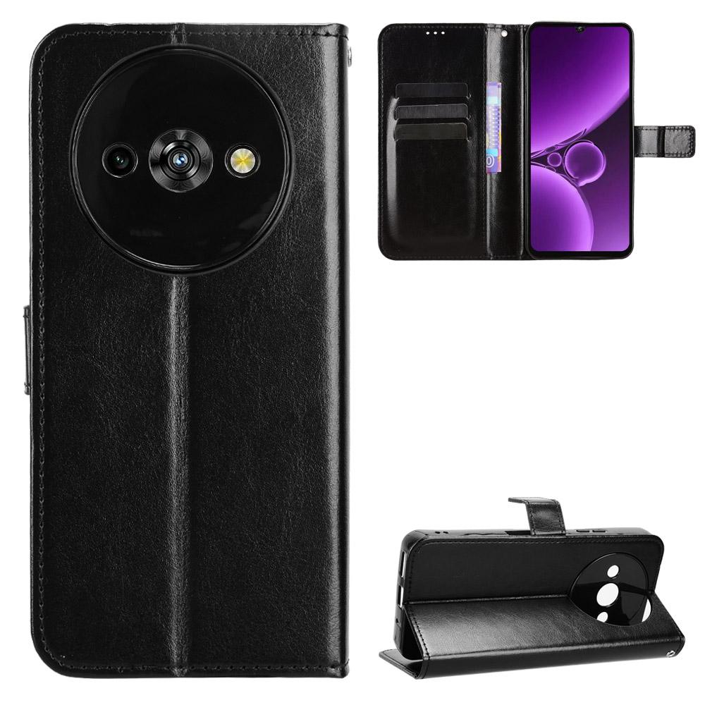 For Oukitel C59 Pro PU Leather Case with Strap Crazy Horse Texture Phone Wallet Cover