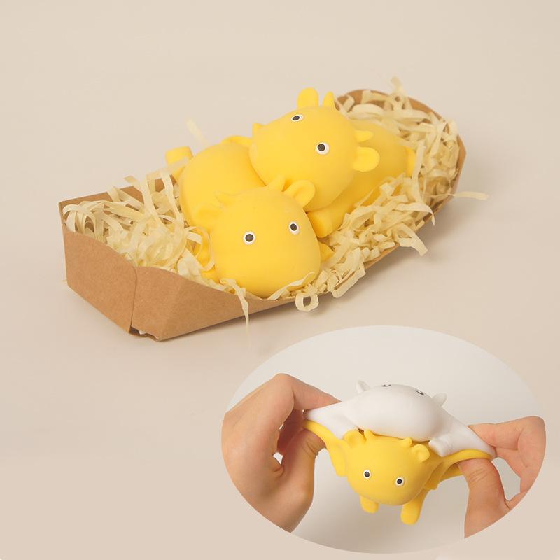 Stress-Relief Stretching Lying Cow Slow Rebound Squeeze Soft Rubber Toy Deformable Cow Palm Toy Cute And Fun Birthday Party Gift