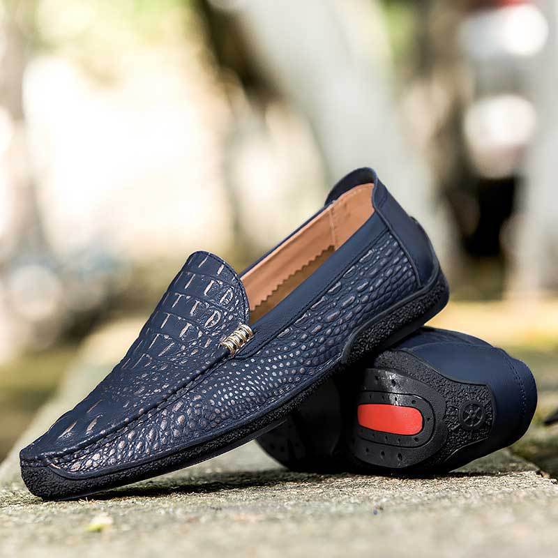 Frühling und Herbst Doudou Schuhe neue Krokodilmuster Schuhe faule Schuhe Britisch lässig Leder