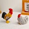 Wooden Rooster Sculpture Handcrafted Car Desk Home Decor Gift For Birthday