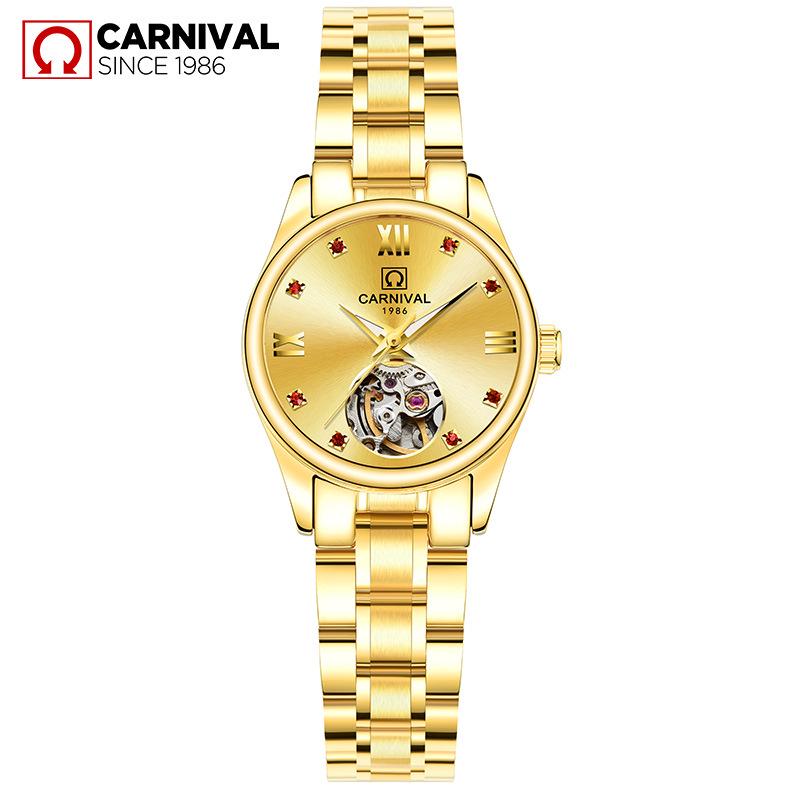 

CARNIVAL Women s Automatic Tourbillon Skeleton Mechanical Watch