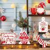 11pcs Santa Tiered Tray Decor Wooden Signs Festival Party Desktop Centerpieces Decor Home Decoration