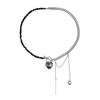 Lightweight Comfortable Alloy Heart Shaped Necklace  Mirrored Glass Crystal Beads Clavicle Chain For Daily Wear
