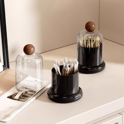 Retro Swab Toothpick Holder Plastic Cotton Swab Jar Portable Toothpick Dispenser  Bathroom Vanity