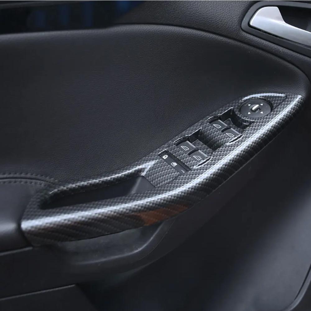 ABS Car Window Lifter Panel Frame Decoration Cover Trim Sticker For Ford Focus 3 MK3 MK4 2015-2018 Interior Accessories