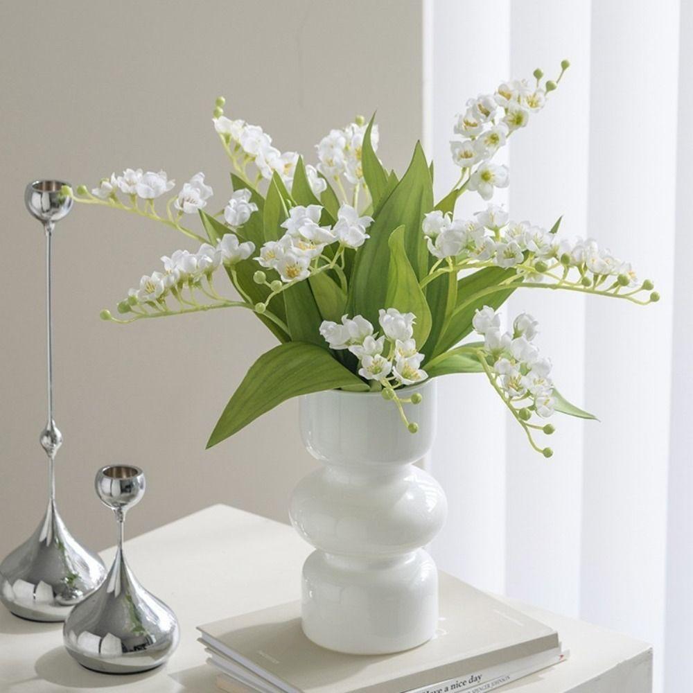 Galho de Flor Artificial Lírio-do-vale 40cm de Altura Flor Falsa Decoração de Casa