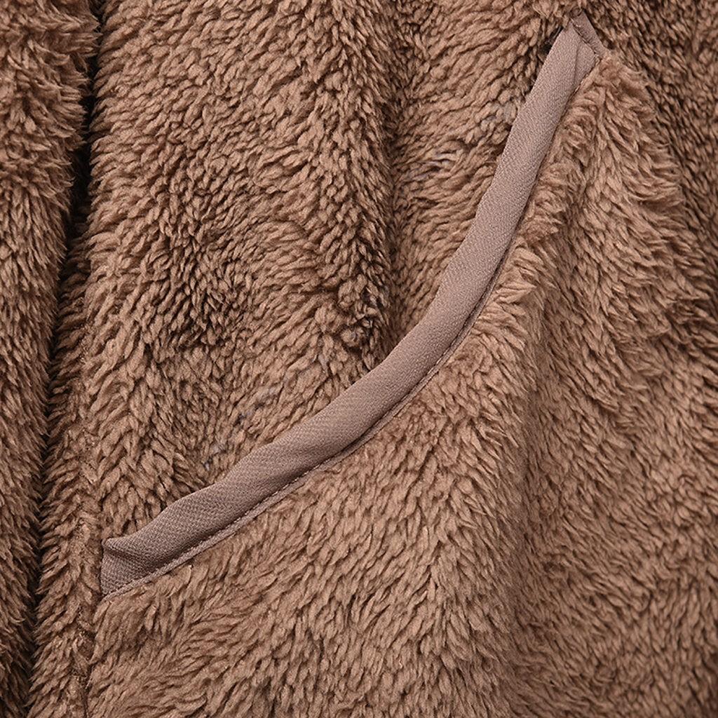 Women's Faux-Fur Shaggy Winter Coat Long Sleeve Open Front Outwear Hooded Jacket