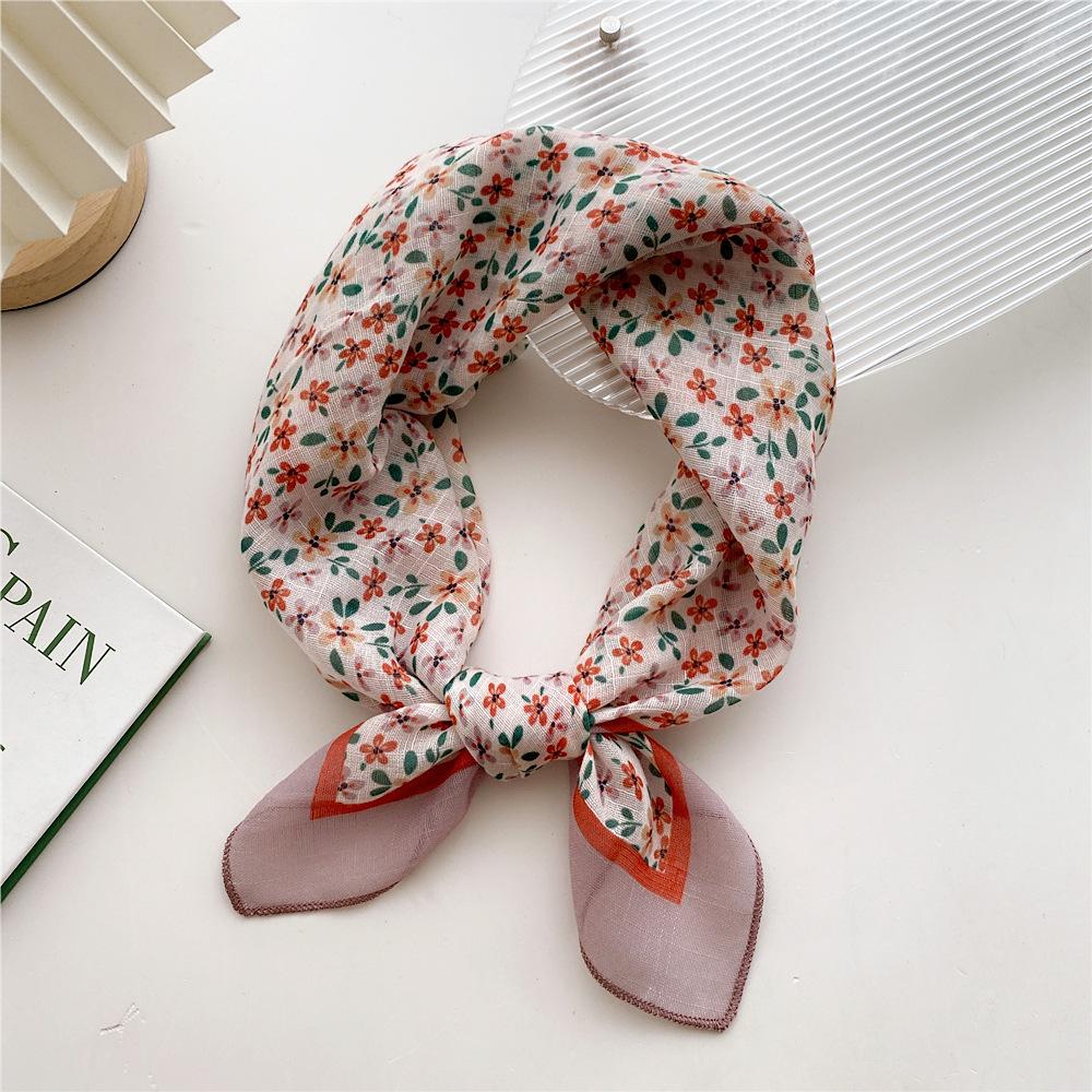 58 Cotton Linen Silk Scarf - Versatile Korean Fashion Neck and Head Bandana for Women