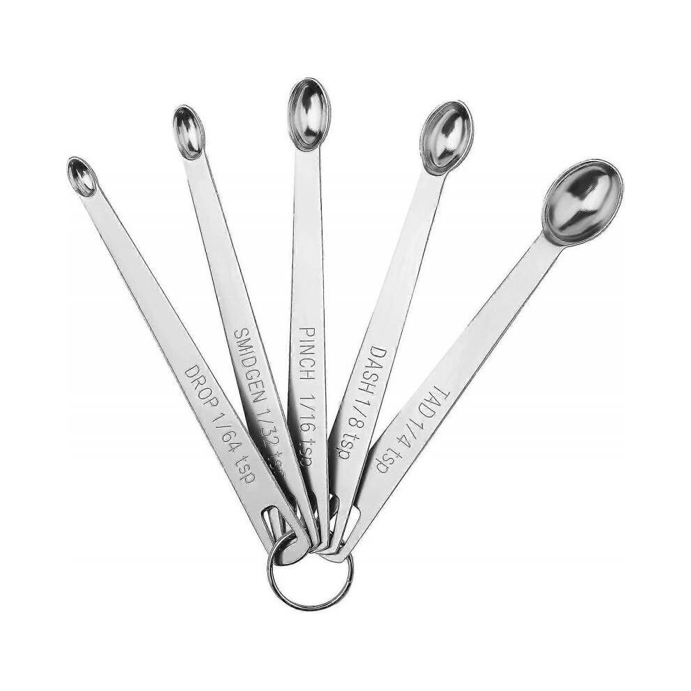 5 Mini Measuring Spoons with 1 Ring,1/64,1/32,1/16,1/8,1/4