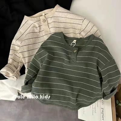 Spring Autumn Children Casual T Shirt Loose Kids Striped T Shirts Tee Boys Girls Long Sleeve Tops Baby Clothes