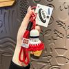 Cute Crochet Badminton Keychain, Handmade Shuttlecock Bag Charm with Braided Rope Clip