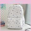 Minimalist Nylon Student Backpack With Geometric Pattern And Floral Details For Daily Use