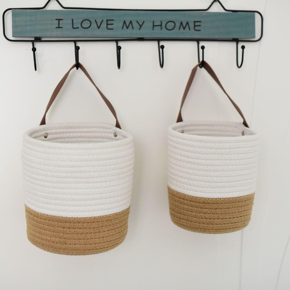 Natural Woven Jute Cotton Flower Basket Cotton Rope Wicker Plant Flower Pot  Garden