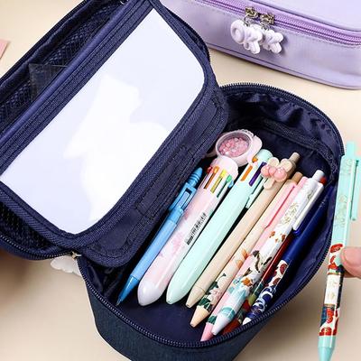 Multi-functional Large Capacity Pencil Case with Writing Board Canvas Stationery Organize with Handle Stationery Storage Bag
