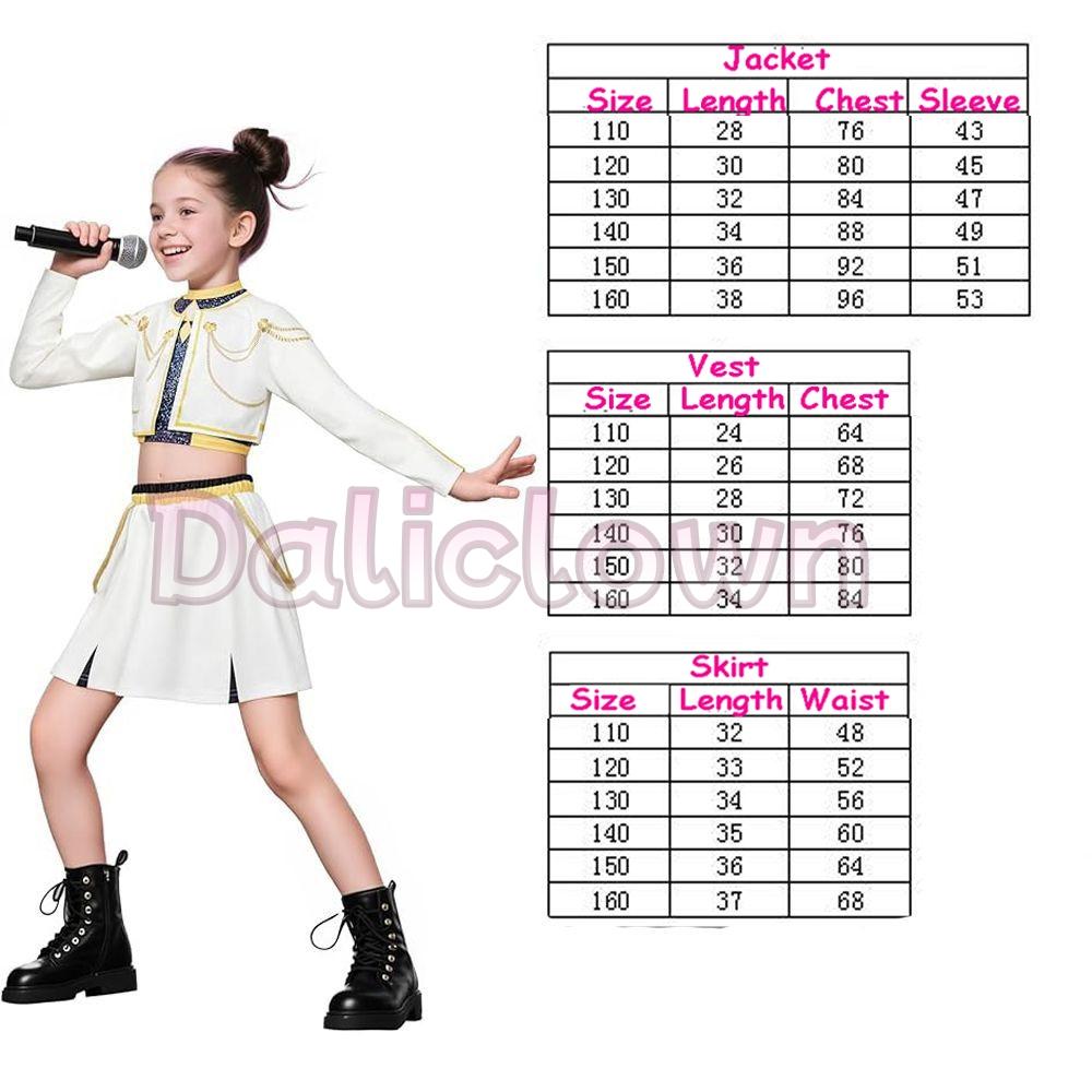 Film K-Pop Rumi Mira Zoey Demon Hunters Costume Cosplay Bambini Ragazze Halloween Palco Stampato 3D Huntrix Dorato Abbigliamento Role Play