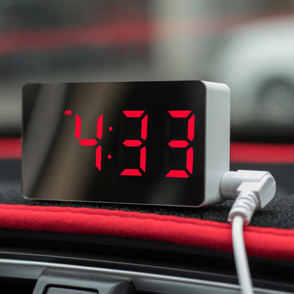 Led Mirror Alarm Clock Mini Home Decorative Electronic Digital Alarm Display Time Night Desktop USB Clock Desk Bedroom Decor