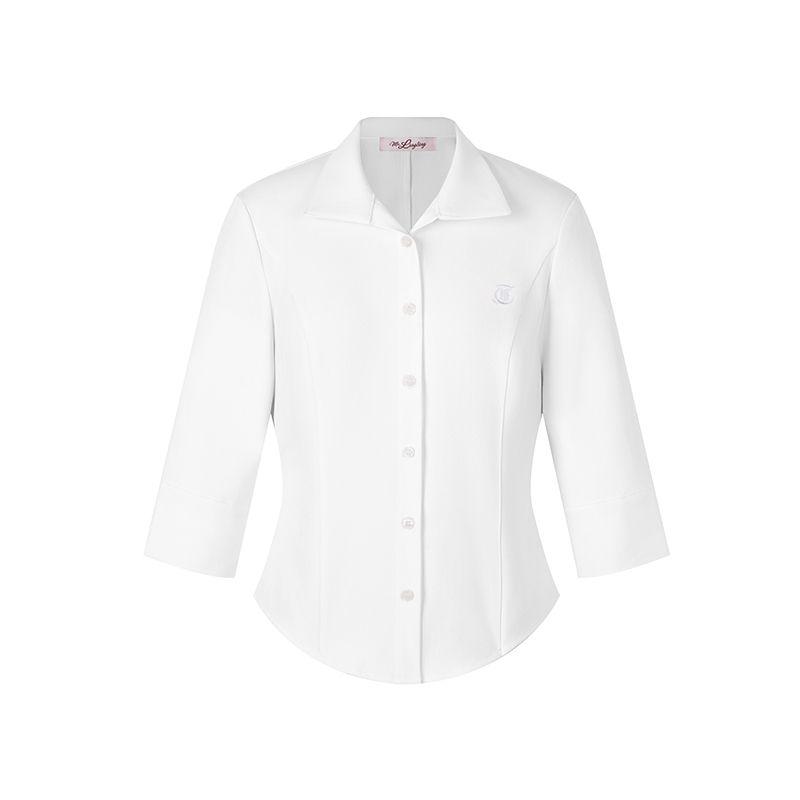 

Mrs. Hualing Zhe Zhidao Waist Trimming Short-Sleeved Shirt Preppy Style JK Shirt Small Summer White Long Type Shirt White S