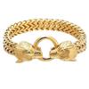 Bracciale Vikingo con Testa di Lupo in Acciaio Inossidabile con Catena a Maglia Franco Retro