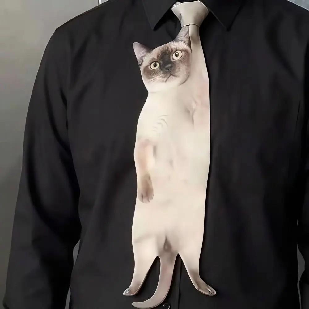 Lifelike Animal Pattern Tie Unique Novelty Necktie Costume Party Cat-shaped Tie  Festive Gatherings