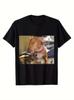 Funny Exaggerated Side-Eye Dog Pattern Unisex T-Shirt - Casual Short Sleeve, Bla,men&women UnisexT-shirt