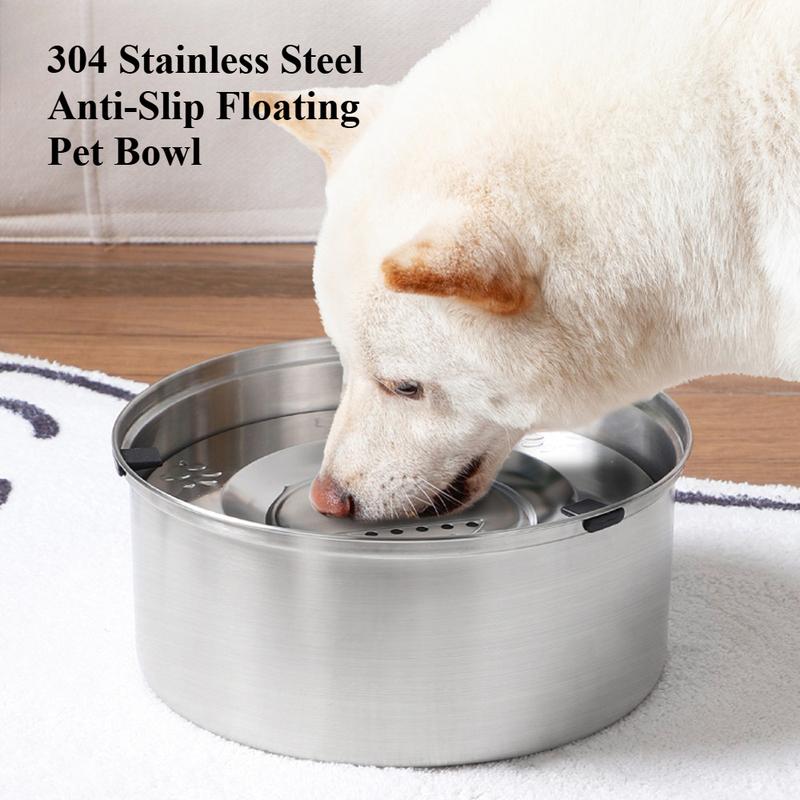 304 Stainless Steel Anti-Slip Floating Pet Bowl – Spill-Proof Food & Water Feeder with Heavy Duty Design for Dogs