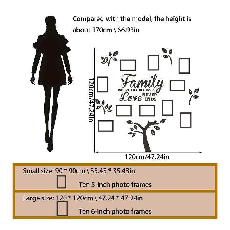 3D Acrylic Family Tree Wall Sticker Photo Frame Display for Living Room