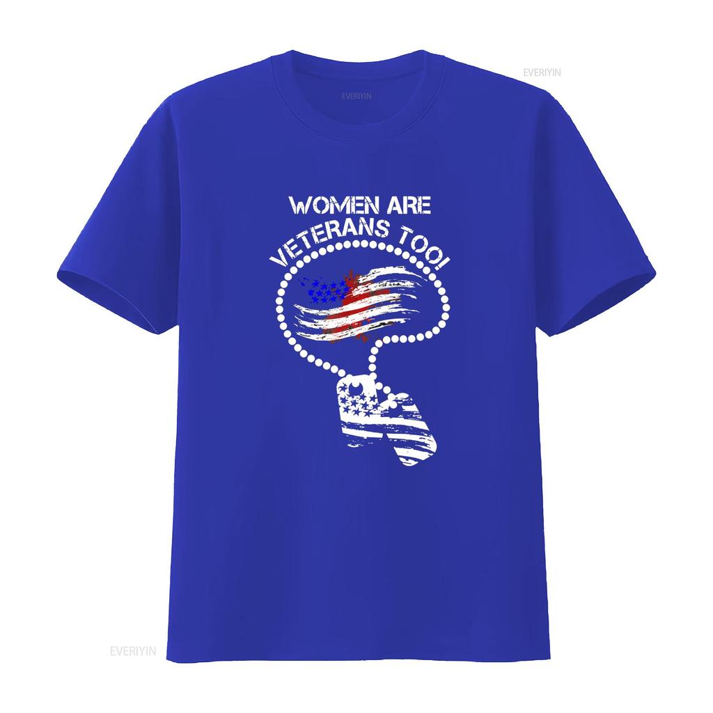 Womens Women Are Veterans Too T Shirt Black Vintage Washed Fashion Slightly Breathable Soft Graphic Unisex Homme