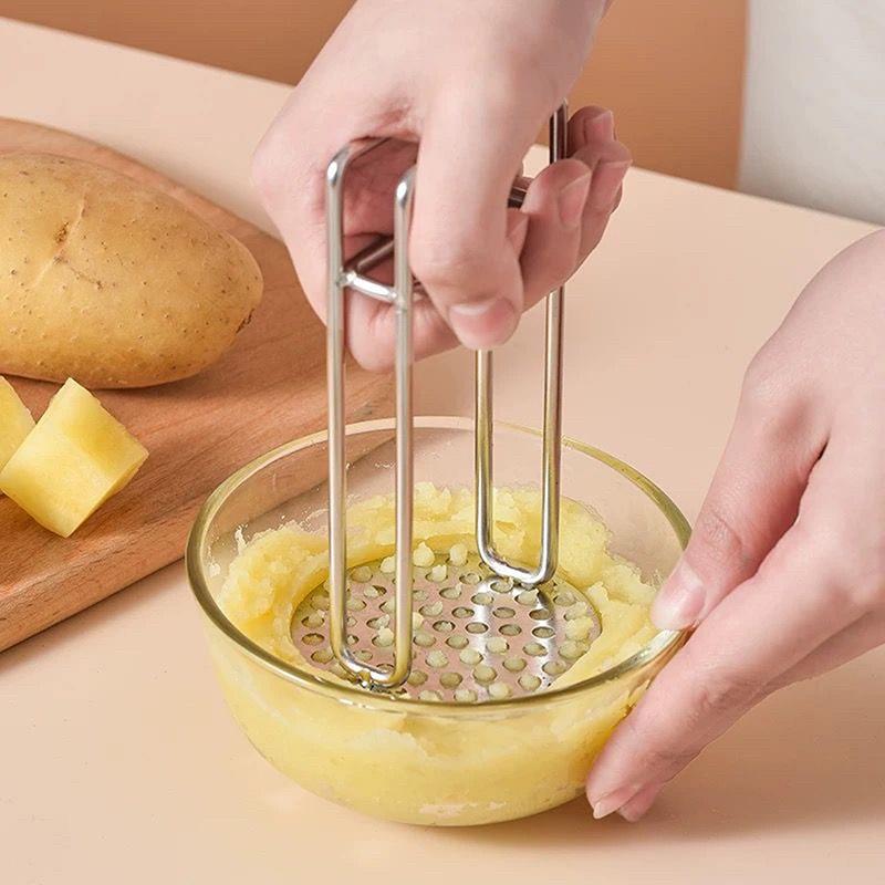 Stainless Steel Potato Masher Vegetable Masher Crush Vegetable Fruit Press Maker Kitchen Tool Gadget Kitchen Accessories