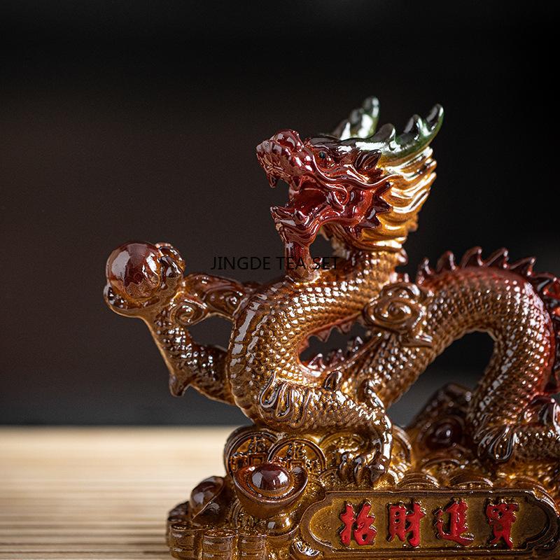 Harz Farbwechsel Teetisch, Haustier Chinesische Maskottchen, Drachenschmuck Teeremonie Zubehör