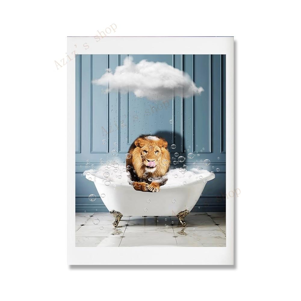 

Собака Кит Панда Жираф Осьминог Дельфин Ванна Настенное Искусство HD Картины Холст Картины И Печати Скандинавский Плакат Декор Без Рамки 21x30cm No Framed