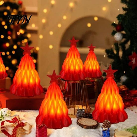 Artificial Christmas Tree Lamp, Light Up Mini Xmas Night Light, Winter Party Ornament Battery Operated Holiday Tabletop Decoration for Indoor
