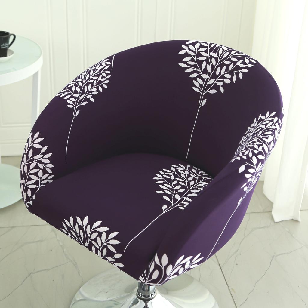 Dustproof Curved Chair Cover Short Back Printed Arc Armchair Slipcovers Dining Chairs Covers Elastic Natal Pokrowiec Na Krzeslo
