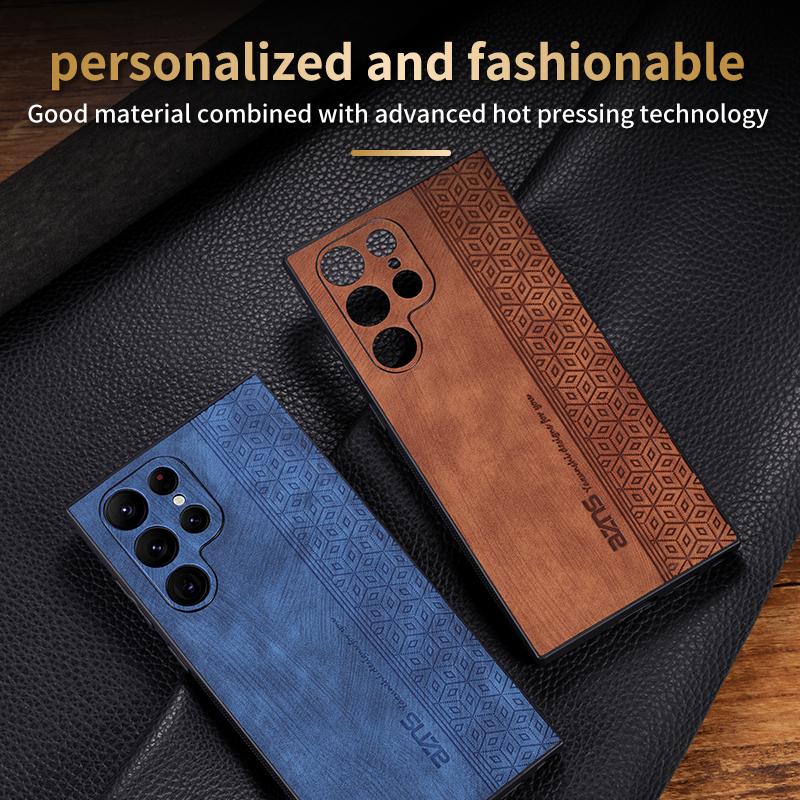 AZNS For Samsung Galaxy S24 Ultra Cell Phone Case Imprint PU Leather+TPU Drop-proof Cover