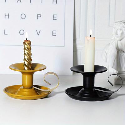 Kerzenständer für Stabkerzen, Retro Eisen Einfache Schwarze Kerzenhalter Kerzenlichtständer für Party Hochzeit Weihnachten Tisch Heimdekoration
