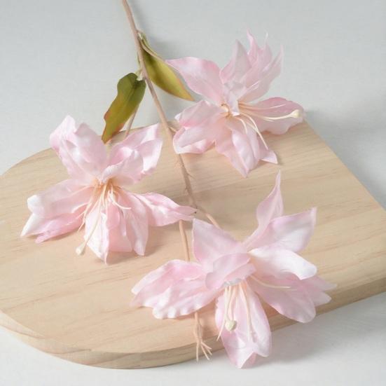 3 Heads Artifical Lily Flowers Full Blooms Fake Real Touch Flower Bouquets for Wedding Party Decor Home Table Centerpiece