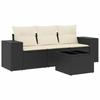 VidaXL Salon de Jardin avec Coussins 4 pcs, Canapés de Terrasse, Ensemble de Meubles de Patio, Mobilier d'Extérieur, Noir 3222265
