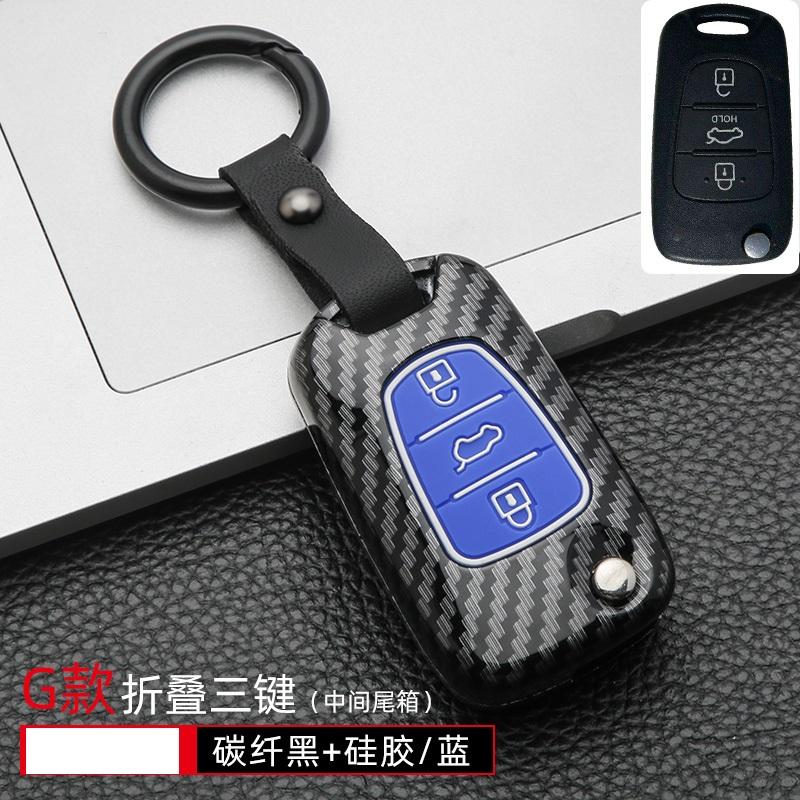 Styling Mouldings Glossy Carbon fiber ABS Car Remote Key Cover For Hyundai i20 i30 i35 iX20 iX35 Solaris Verna For Kia RIO K2 K5