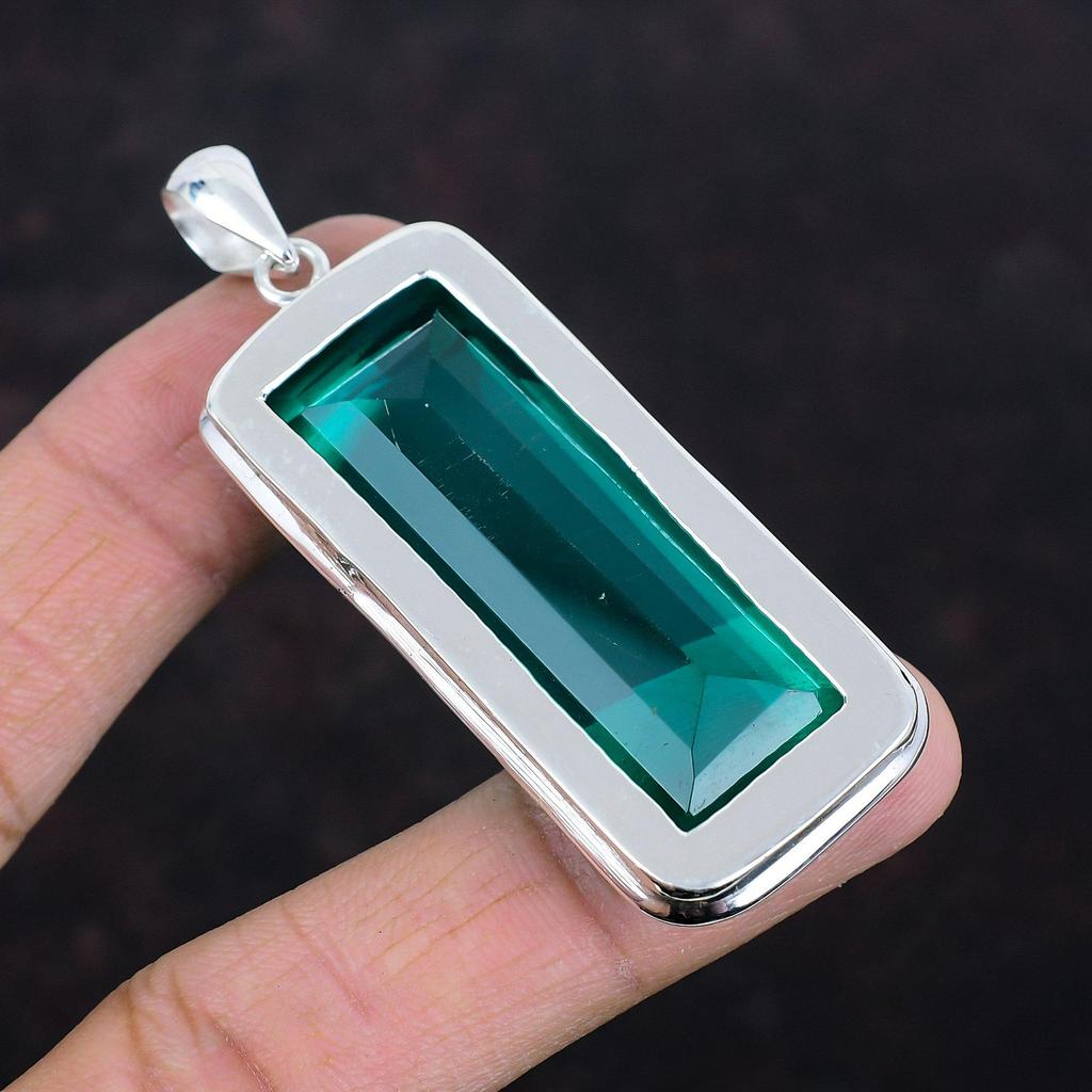 Facettierter Chromdiopsid Anhänger Top-Qualität Edelsteinanhänger 925 Sterlingsilber Anhänger handgefertigter Schmuck Geburtssteinanhänger Geschenke für ihn