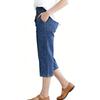 Women’s Mid Rise Elastic Waistband Denim Capris with Pockets Loose Fit Cropped Jeans for Everyday Wear
