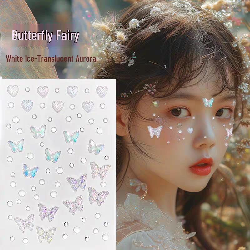 Children's Day Butterfly Fairy Face Stickers: Adhesive-Free, Self-Adhesive Diamond Stickers for Stage Makeup and Concerts