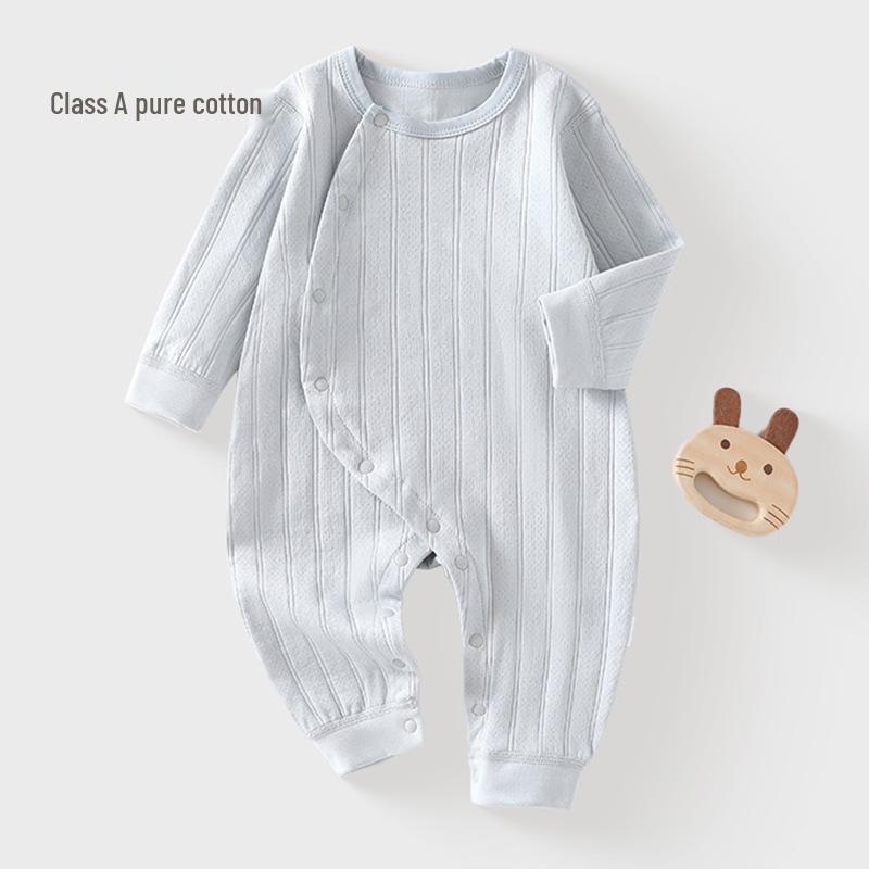 25 Vår- och Höst Baby Bomullspysjamas: Helårs-, Benlös, Långärmad, Sidöppnande Onesie