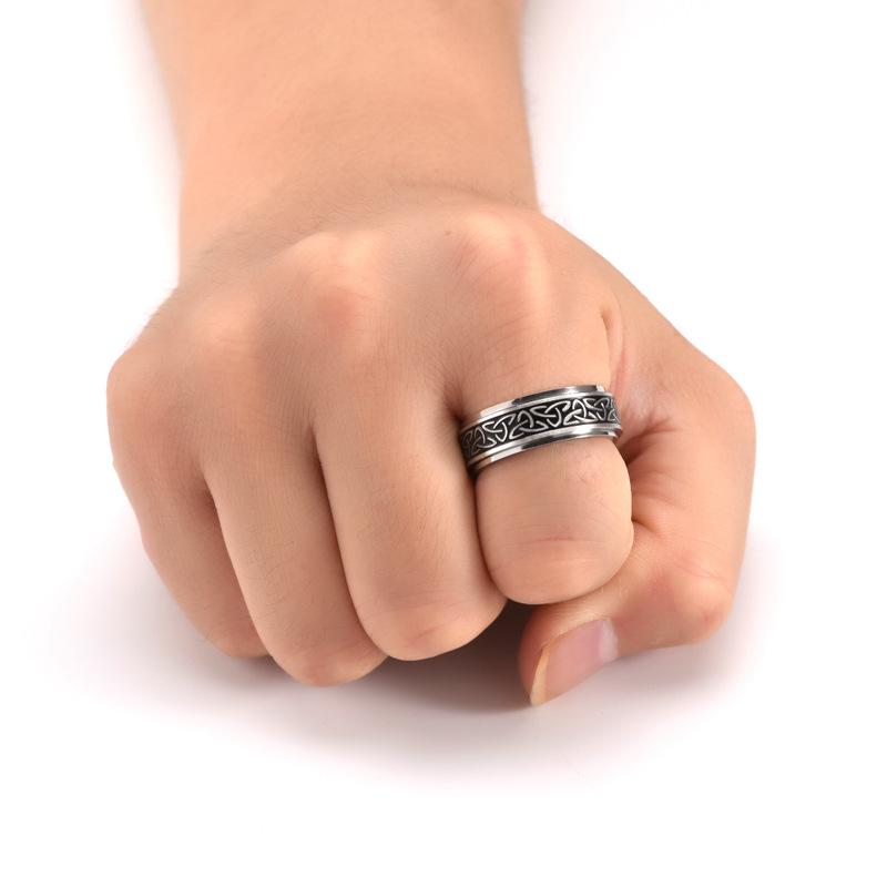 Viking Celtic Knot Stainless Steel Rotatable Ring for Men and Women
