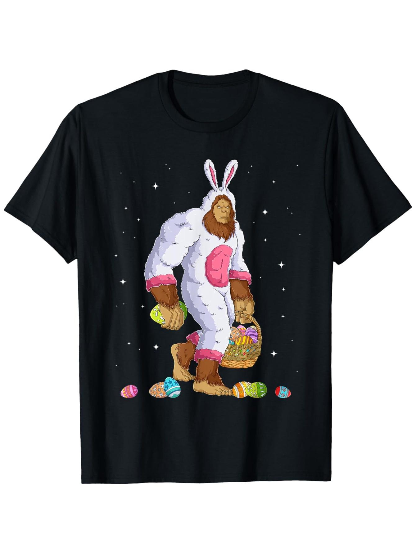 

Funny Sasquatch Happy Easter Bunny Eggs T-Shirt Funny Text And Humorous Images T-Shirt for Easter Gift 5XL різнокольоровий