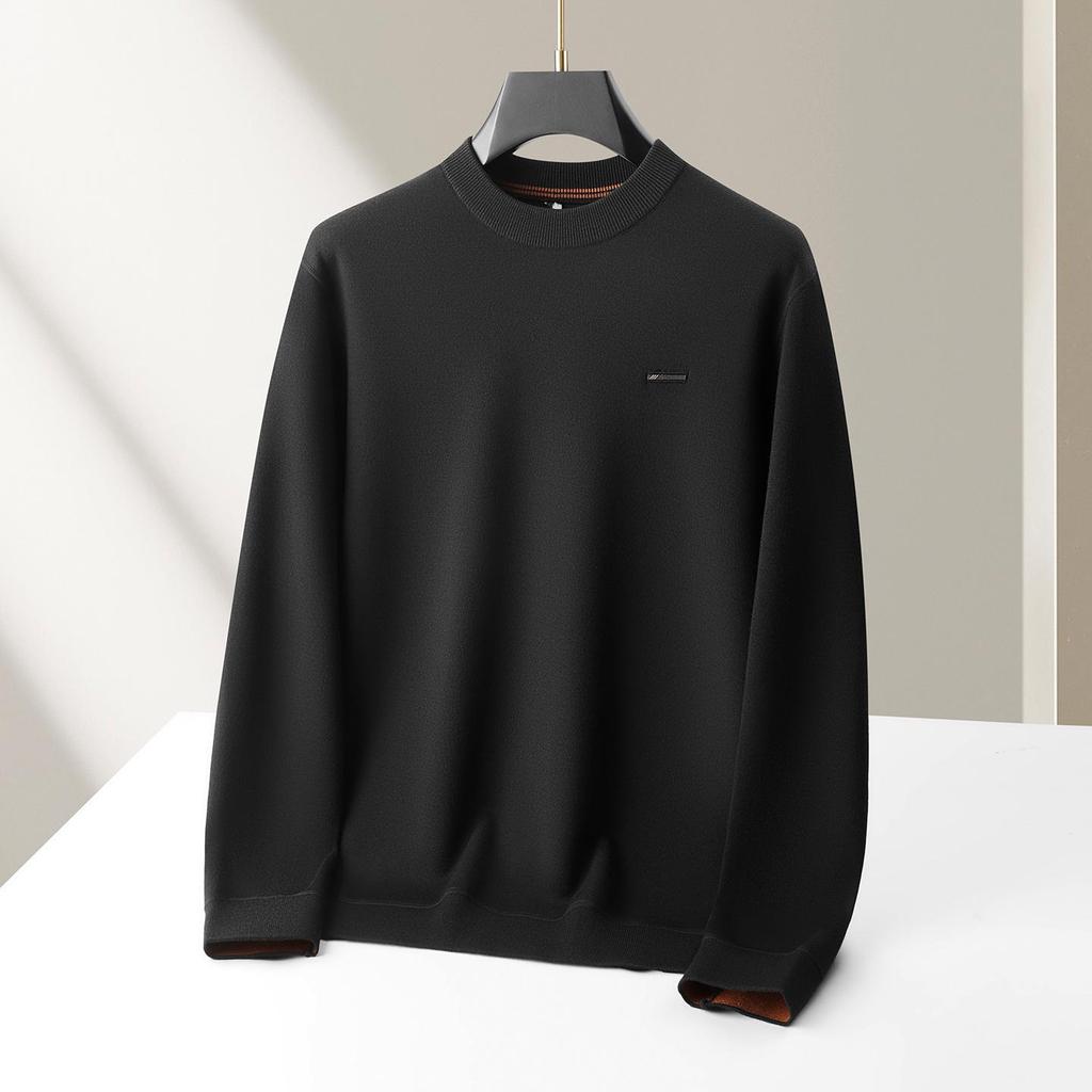 2025 Autumn-Winter Men's Plus Size Velvet Thick Sweater, Casual Round-Neck Warm Knitwear