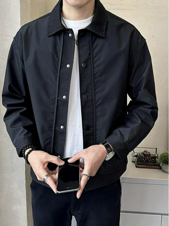 2025 Men's Casual Street Style Jacket - Trendy Lapel, High-End Workwear for Spring & Autumn