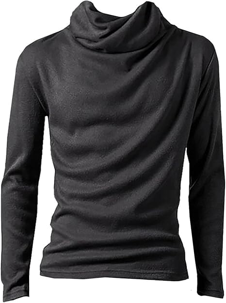 Make 2 Be Cut and Sewn Solid Lightweight Voluminous Long Mock Long MF67 Men's High-Neck Shirt, Color, Fabric, Neck, Sleeve, Afghan, Turtleneck, Neck,