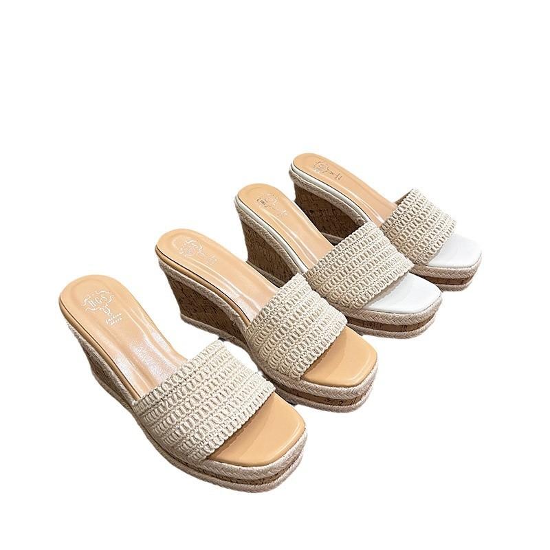 High heels waterproof table fish mouth sandals muffin thick bottom slope heel cool slippers women's shoes