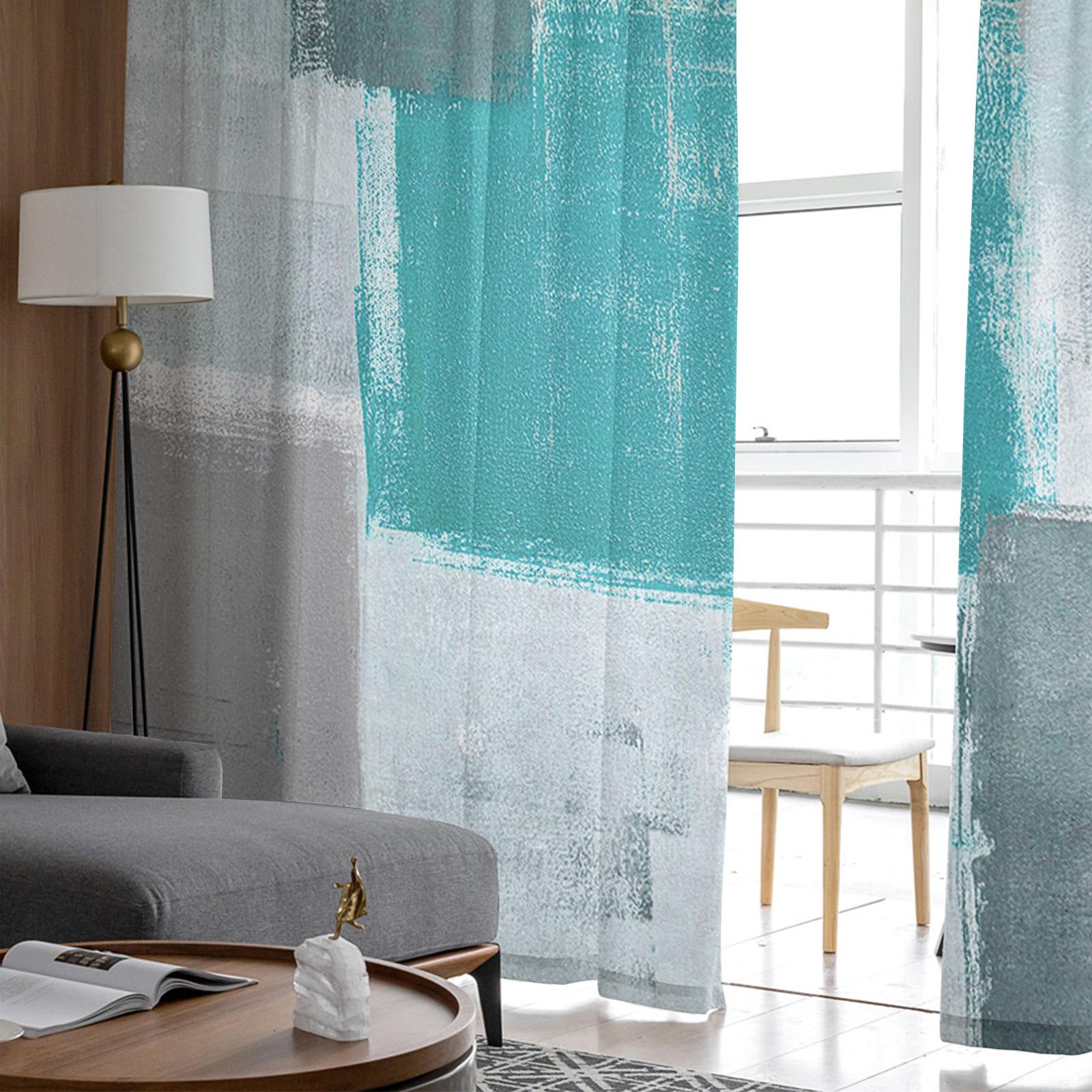 Картина маслом Абстракция Геометрия Аква Вуаль Прозрачные Шторы Гостиная Окно Тюль Шторы — фото 4