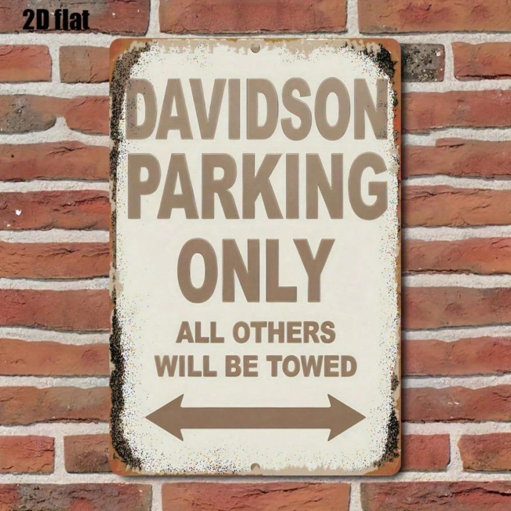 Vintage Davidson Parking Only Tin Sign, 8x12 Inch Rustic Garage Wall Decor