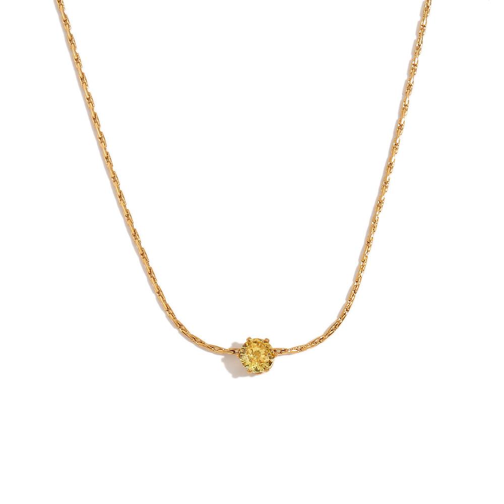 Fine Woven Chain Mini Cubic Zircon Stone Pendant Necklace 316L Stainless Steel Necklace 18K Gold Plated Accessories